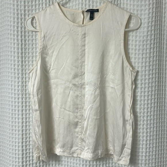 Eileen Fisher Cream 100% Silk Tank Top - Picture 1 of 6